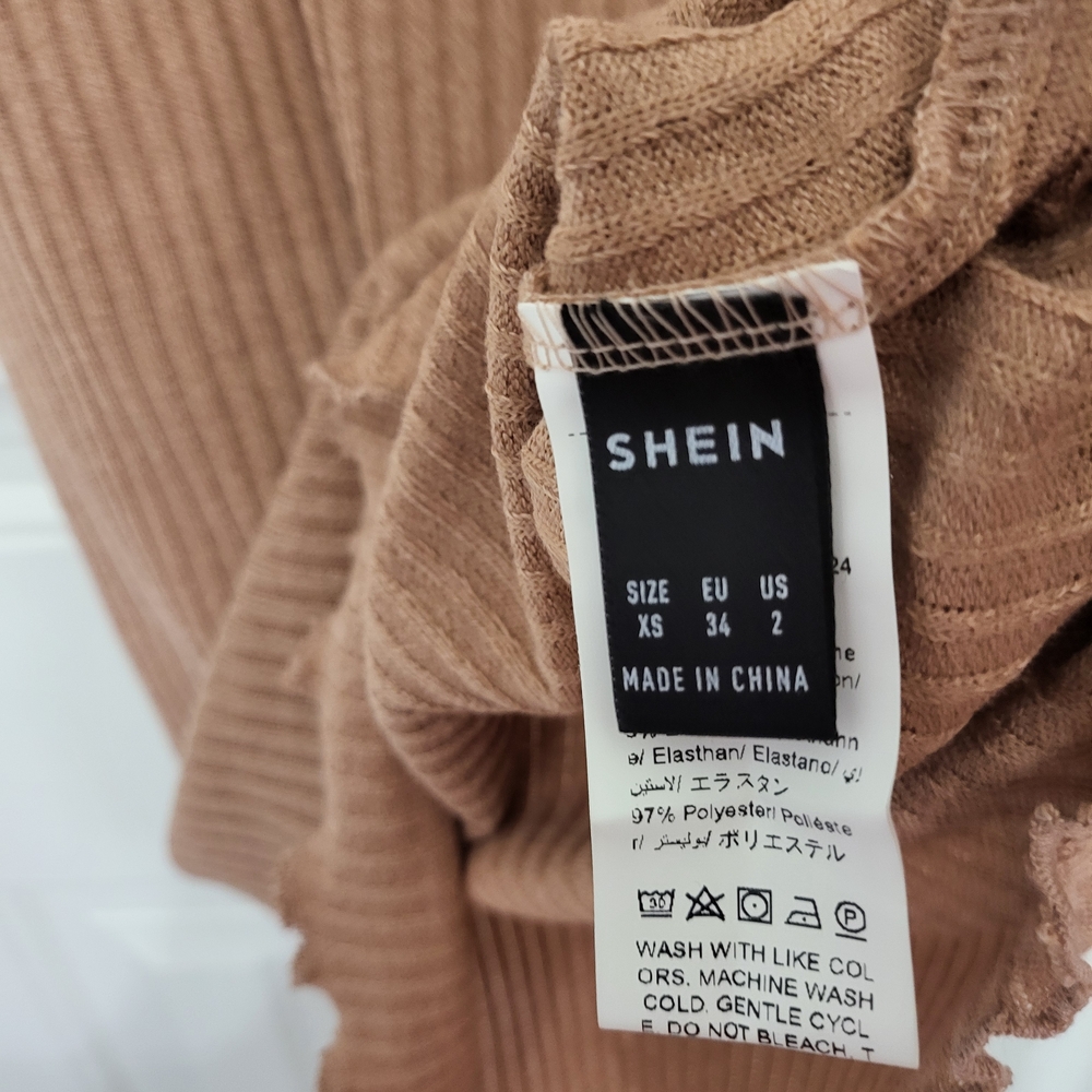 SHEIN Tan Ribbed Mini Dress - Picture 3 of 6